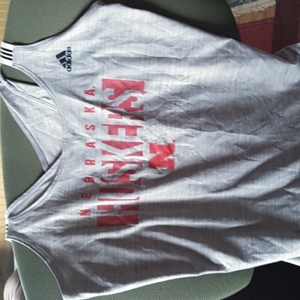 Adidas Nebraska Cornhusker criss cross sleeveless shirt